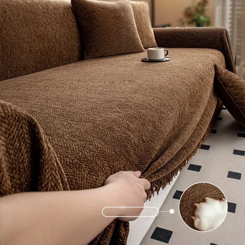 Minimalist Herribone Style Chenille Sofa Towel image 11