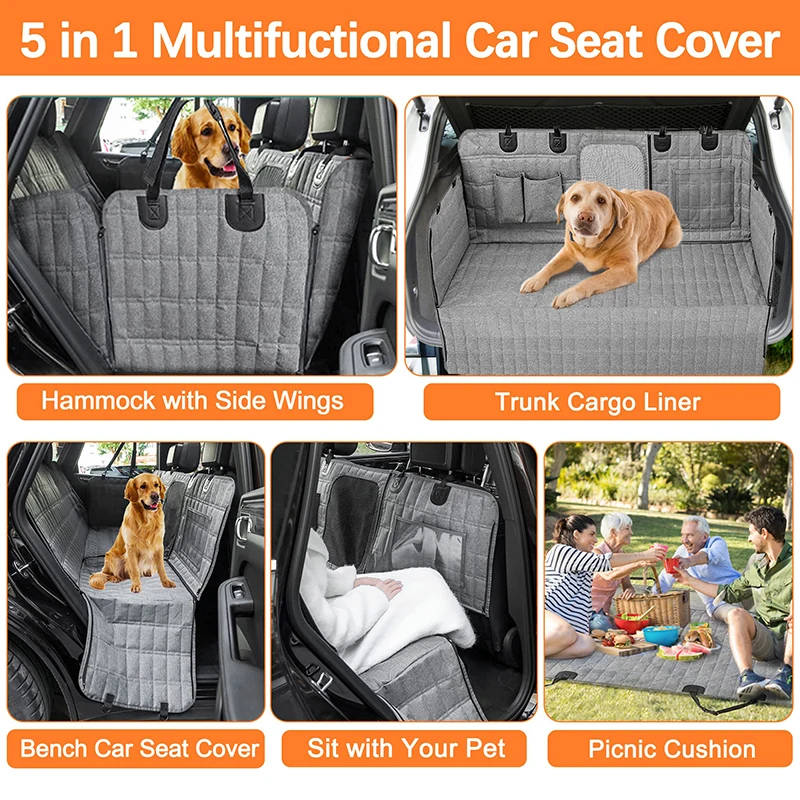 Dog Seat Cover Dog Car Seat Cover with Mesh Window Dog Hammock Waterproof Nonslip Puppy Back Seat Protector Cover For Car Trucks SUV