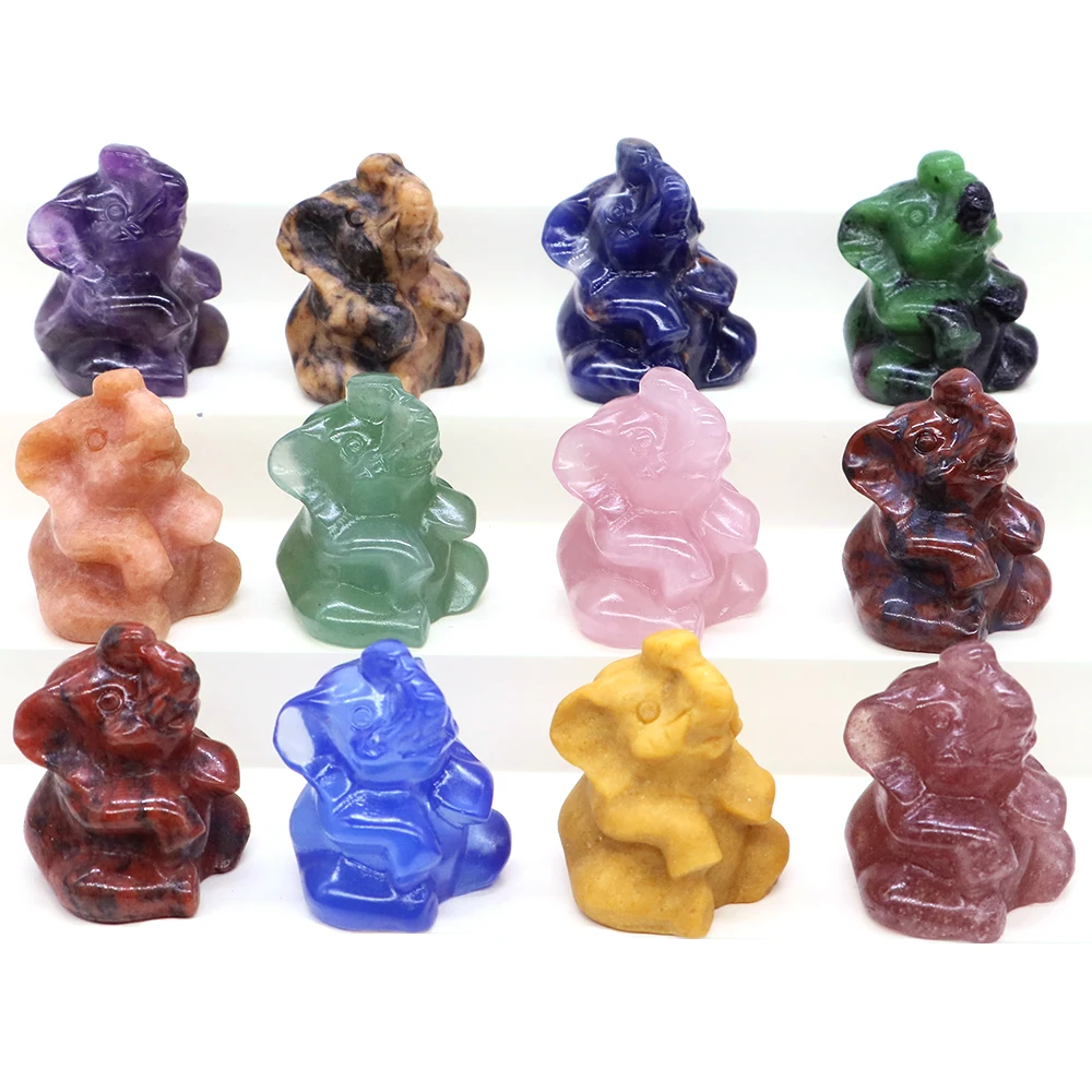 Mão esculpida natural verde aventurina jade sorte elefante estátua ametista cura cristal artesanato chakra meditação decoração de casa presente