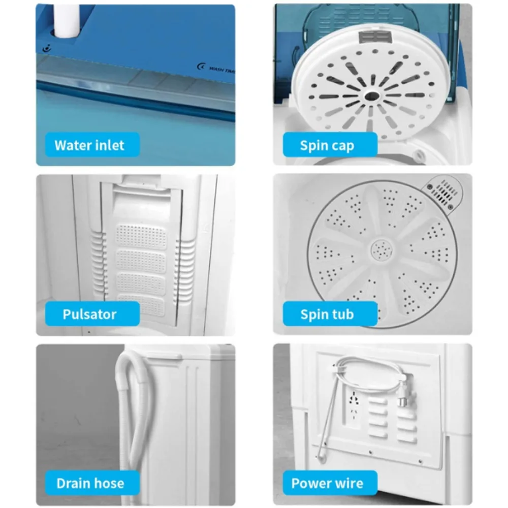 Washing Machine, with Built-in Drain Pump 26Lbs Semi-automatic for Apartment, Dorms, RVs, Camping and More, Washing Machine
