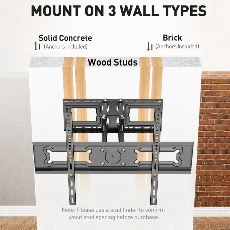 TV Wall Mount Bracket for 32-70Inch TV Full Motion TV Frame Swivel with Extendab