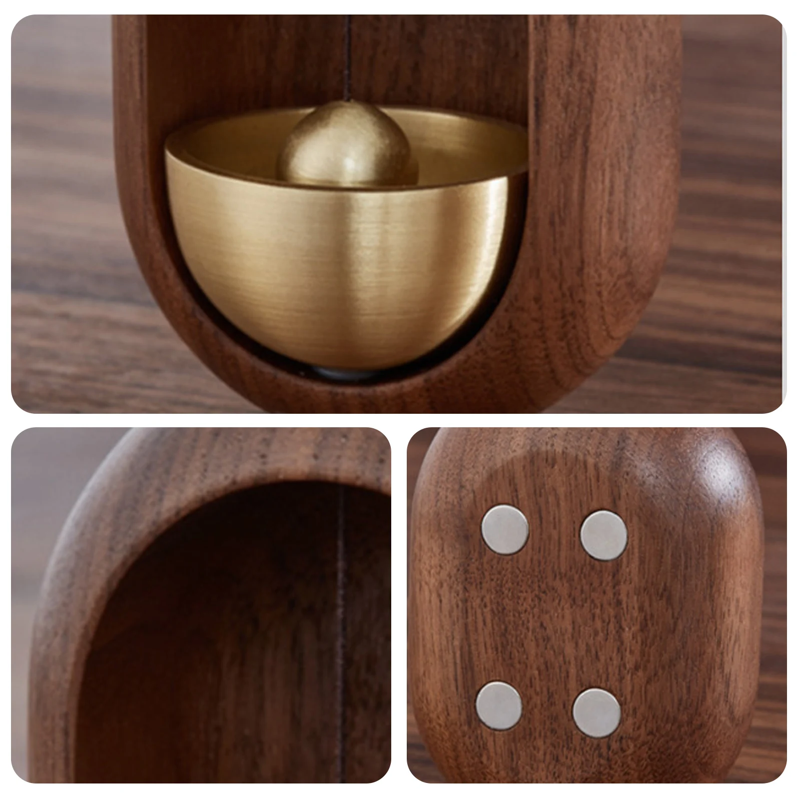 Refrigerator Magnet Doorbell Gift Magnetic Door Chime Black Walnut Wood Wind Chime Garden Home Wardrobe Door Wall Decoration