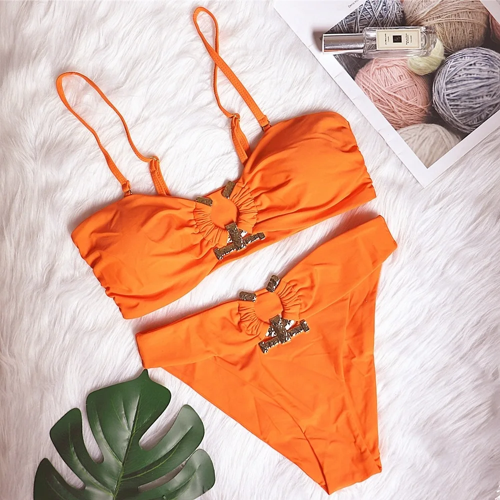 Sexy Bikini Set Female Metal Hollow Out Swimwear Women High Cut Bathing Suit Swimming Beachwear Summer Women Swimsuit Excellent
