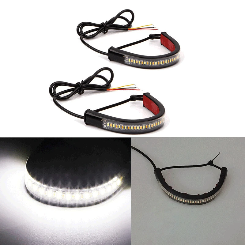 

5W Motorbike LED waterproof flexible light bar LED White Yellow Shock Light Strip with Tie Down Brake Lights Streaming Lights