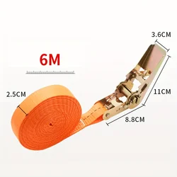 Heavy - Duty Front Cargo Ratchet Strap with Metal Buckle - Adjustable and Secure Tie - Down for Safe Luggage Transport (6M)