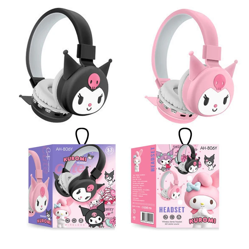 

Sanrio Kuromi KT Cartoon Wireless Bluetooth Headphones kawaii Anime Stereo Music Helmet Phone Bluetooth Headset Birthday Present