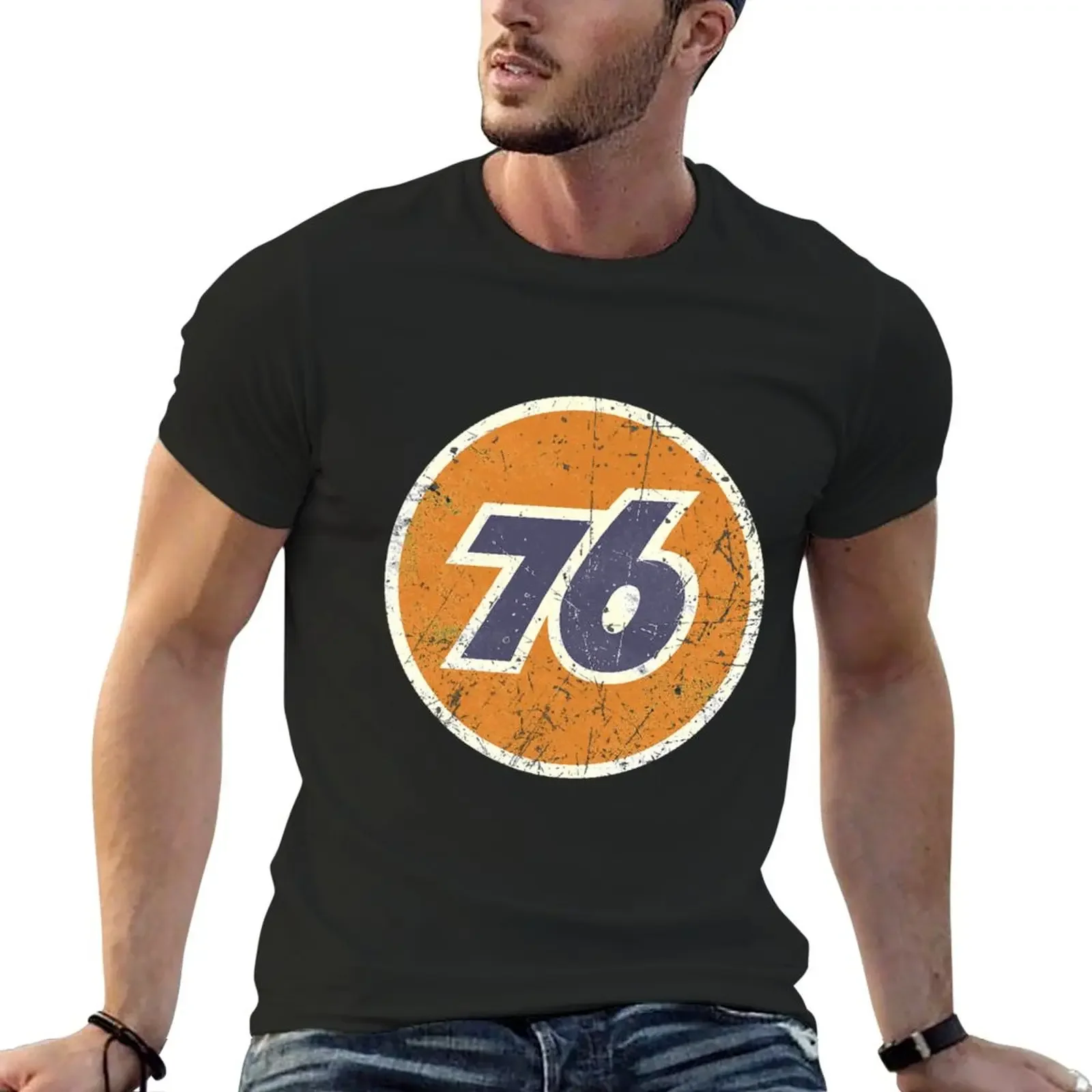 

76 Oil Union Vintage T-Shirt korean fashion graphics plus sizes mens t shirt