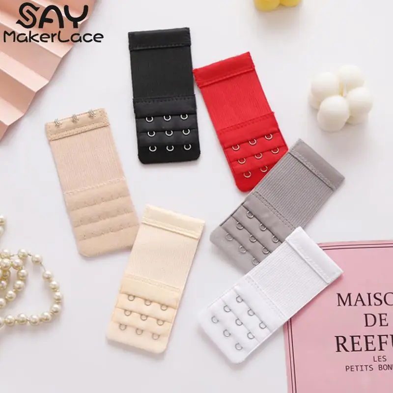 

1PCS 3 Row 2 Hook Lengthened Bra Extension Strap Bra Hook Extenders Buckle Accessories Nylon Adjustable Belt Buckle Handmade