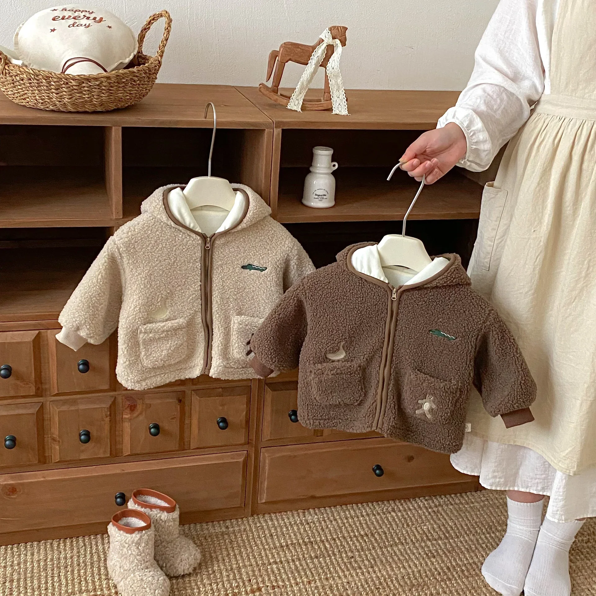 Winter Toddler Boy Fleece Jacket Cartoon Hooded Sweater