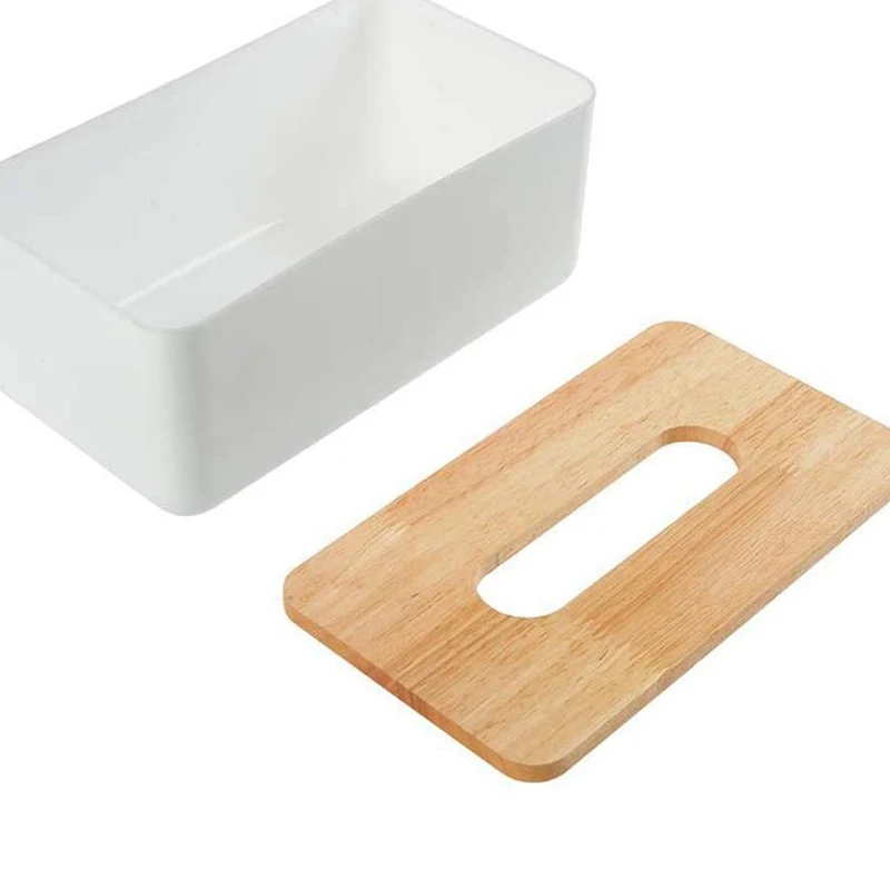 

Simple White Rectangular Tissue Box Wooden Cover Holder Hotel Drawer Light Thickened Business Office Dining Storage Napkin Box