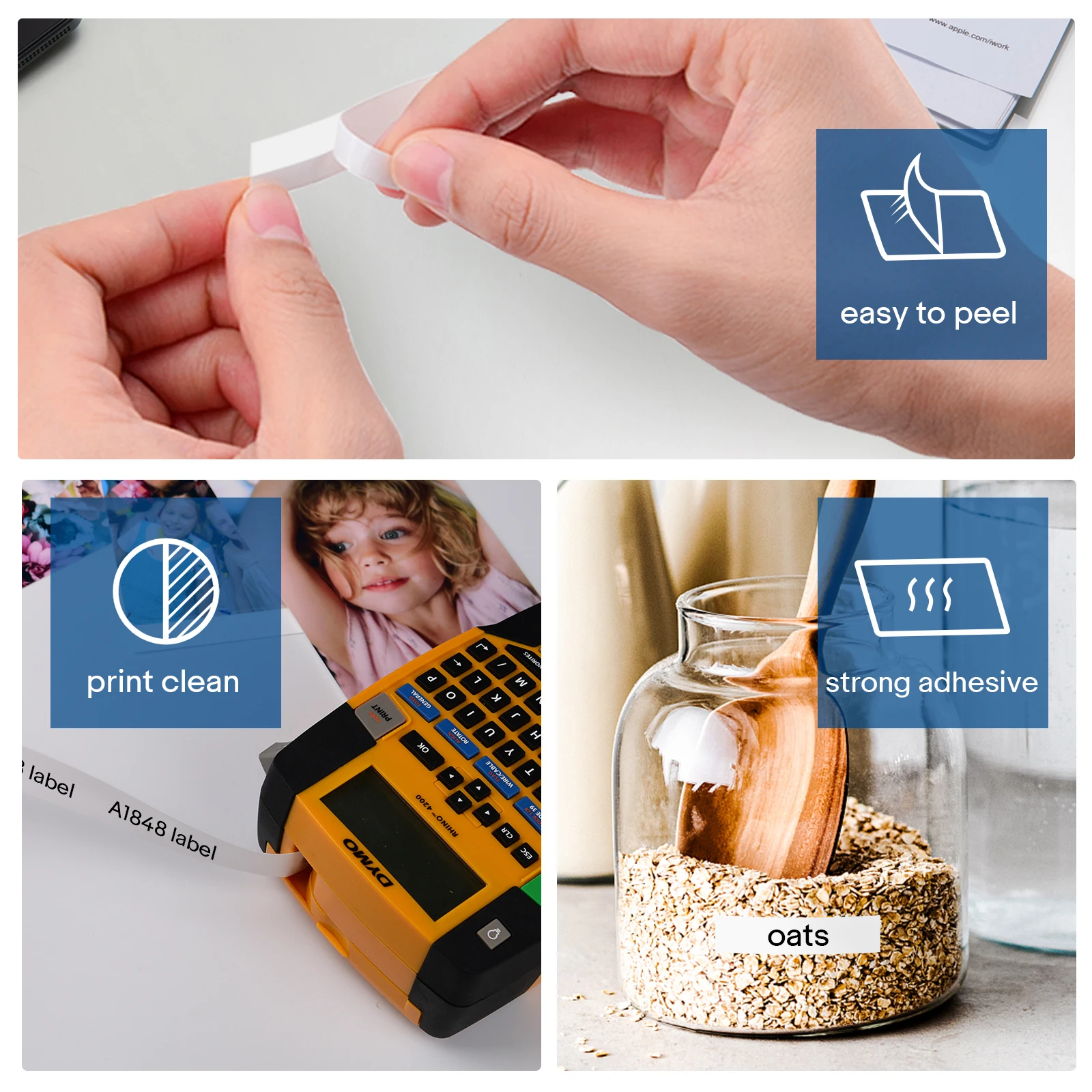 Dymo Rhino 프린터용 유연한 나일론 라벨 테이프, Dymo 18488 18490 호환, 블랙 온 화이트, 옐로우 라벨 테이프, 12mm, 19mm, 10 개