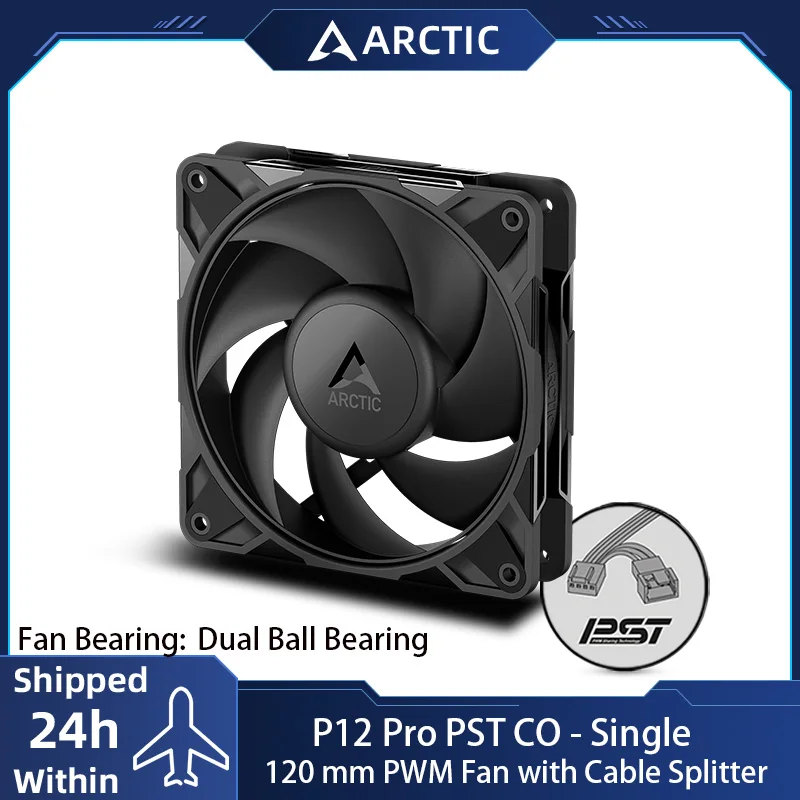 ARCTIC P12 Pro PST CO Ventilateur Boîtier 120 Mm, Technologie De Partage PWM (PST), Double Roulement à Billes Pour Une Fonctionnement Continu, 400 à 3000 Tr/min