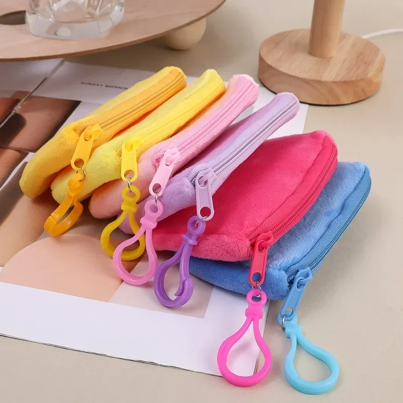 Coin Purse 6pcs Plush Women Mini Square Change Pouch Wallet Headphone Bag Key Holder Zero Wallet Box