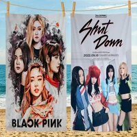 B-Black Fashion Pinks Korea Girl Cartoon Beach Towel Cute Kawaii Room Decor Bath Girls Children Hand Towels For Bathroom Shower 1