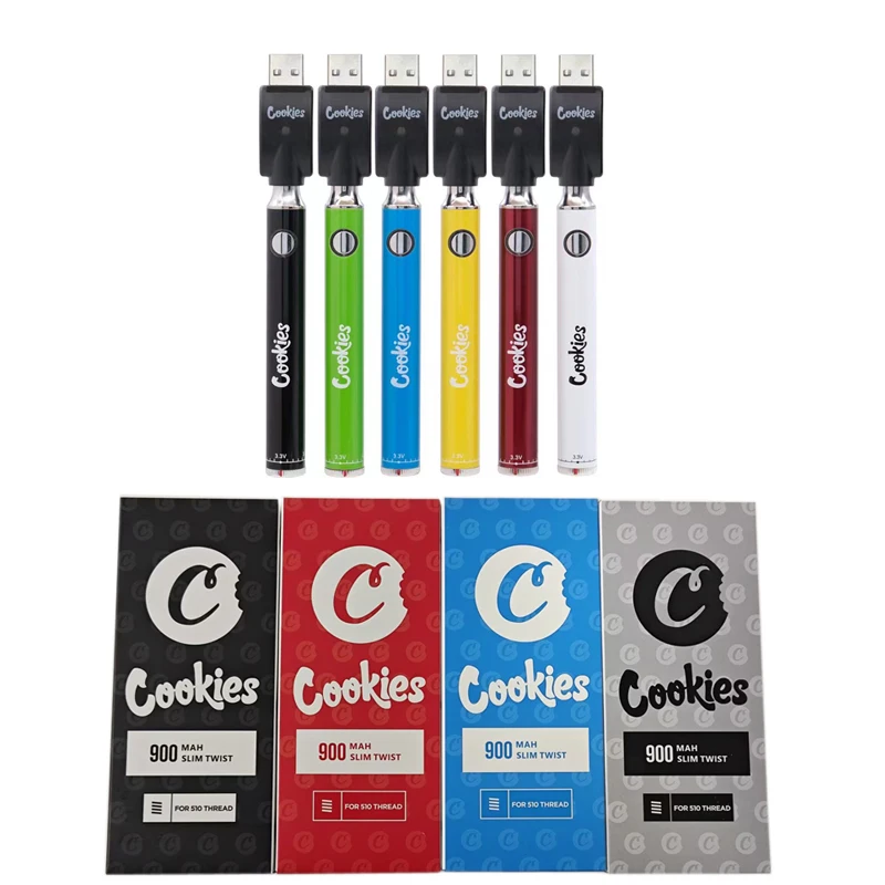 

Cookies Battery 900mAh Bottom Spinner 3.3-4.8V Preheat VV Cartridge Vape Batteries For EGO 510 Thread CBD Cartridge