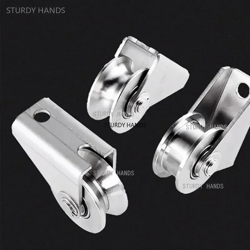 1pc Stainless Steel Rail Wheel Bearing U/ V/ H Type Fixed Pulley Sliding Door Pulley Lifting Wire Rope Steel Roller Hardware Tool sliding door roller sliding door pulley roller bearing
