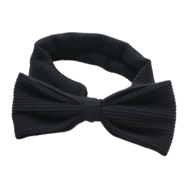Новый зимний стиль ребристые детские ленты с бантами помпон черный и белый