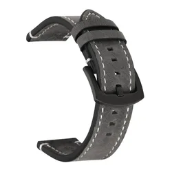 Vintage Quick Release Genuine Cowhide Leather Watch Bracelet Strap - 22mm (Gray)
