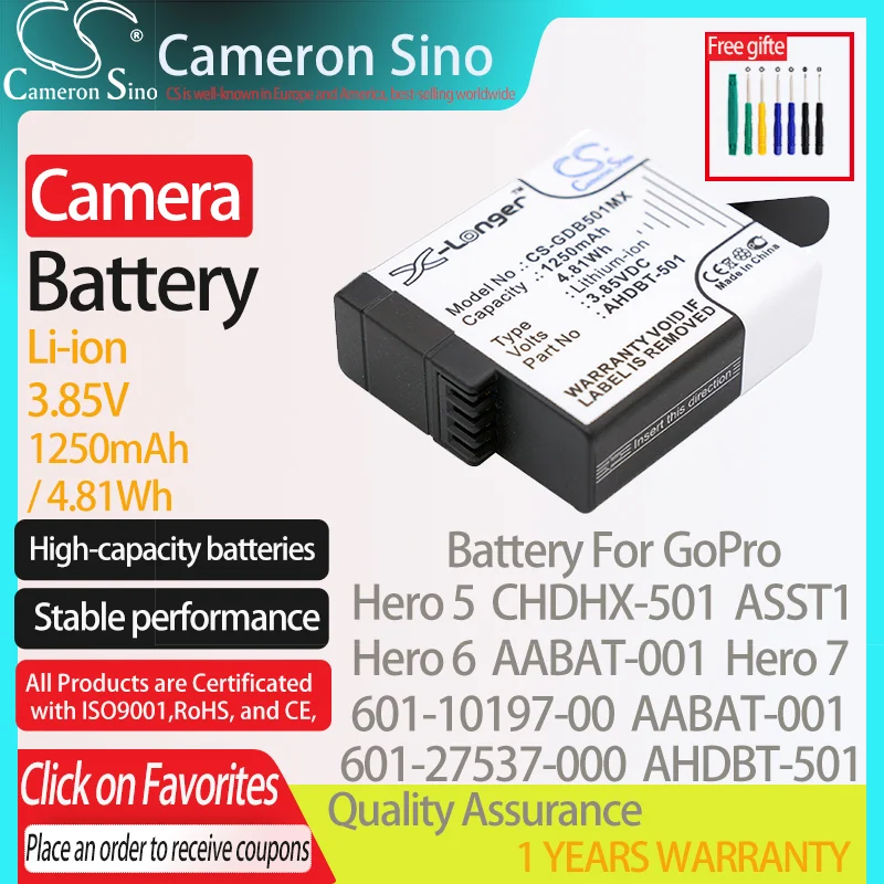 Cameronsino Battery For Gopro Hero 5 Chdhx-501 Asst1 Hero 6 Aabat-001  Chdhx-701 Hero 7 Black Fits Gopro Aabat-001 Camera Battery - Rechargeable  Batteries - AliExpress