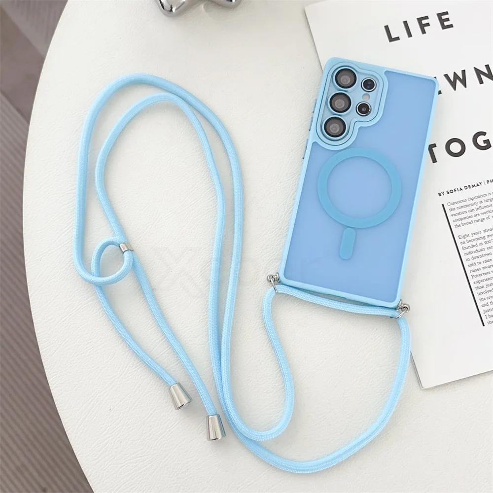 Adjustable Crossbody Rope Lanyard with Lens Protection for Magsafe Wireless Charge Cases