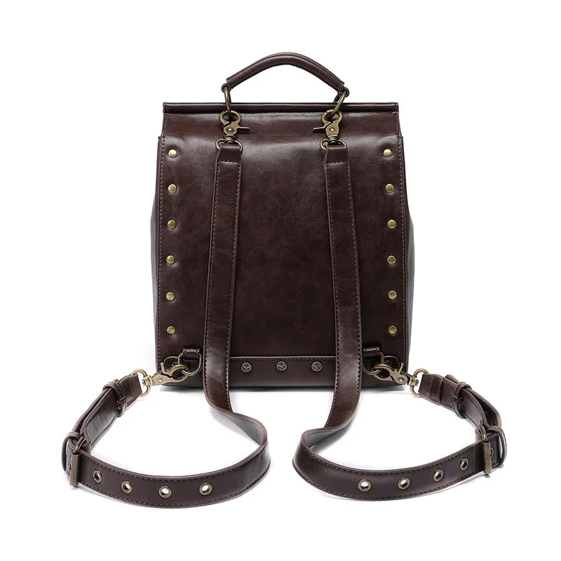 2024 New Women Punk Industrial Style Leather Schools Schoolbag School Backpacks for Teenagers Computer Bag Backpack Bag