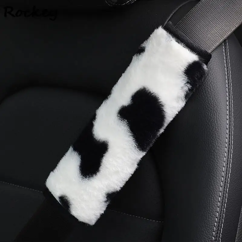 PlushCowPrintedCarSeatBeltCarShoulderCoverShoulderPadCar