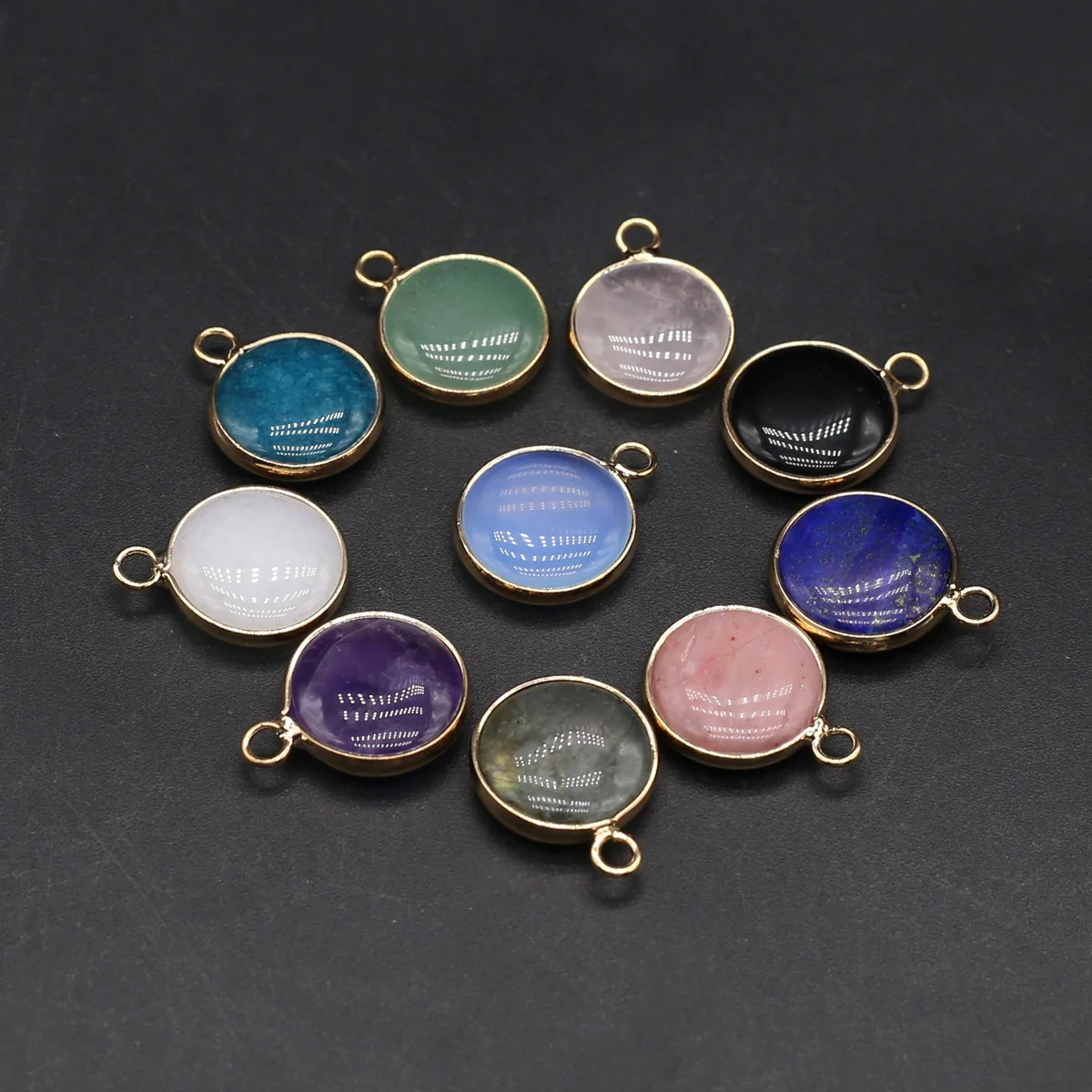 

Natural Stone Accessories Round Amethysts Rose Quartz Agates Reiki Chakra Bead Pendant Jewelry Making DIY Necklace Accessories