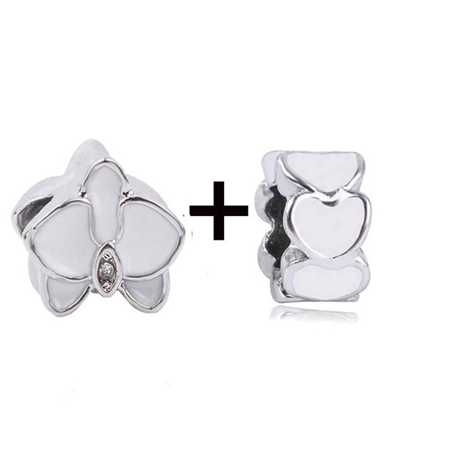 New Design White Heart Charm Beads Pendant Fit European Style Brand Bracelets Necklaces For Women Jewelry Making