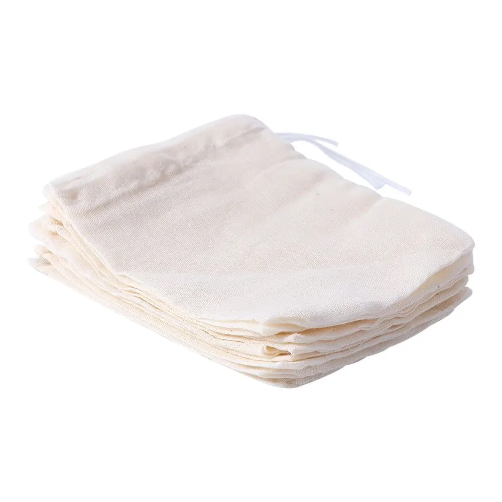 Reusable Natural Unbleached Portable Tea Filter Sachet Bag Muslin Bag Cotton Pouch Drawstring Bags 3