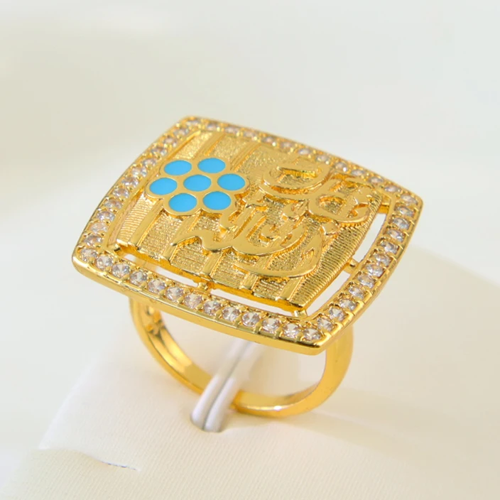 Luxuriöse arabische Design-Goldringe, 21 Karat vergoldet, Dubai, islamischer, exquisiter Paarring, äthiopische Frauen, täglicher Party-Schmuck, Geschenke – Detail 23