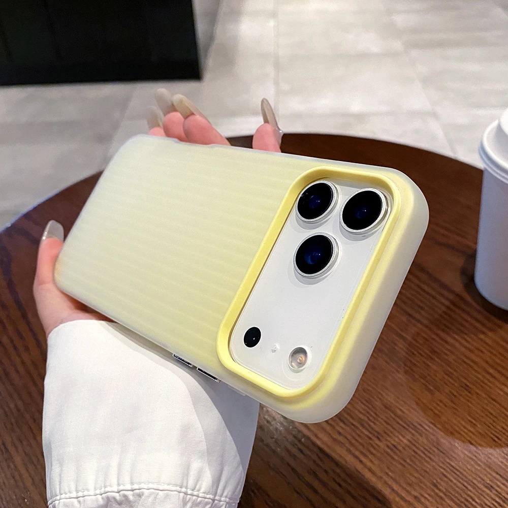 Frosted Shockproof Armor Phone Case with Stripe Corrugated Pattern and Matte Translucent Finish