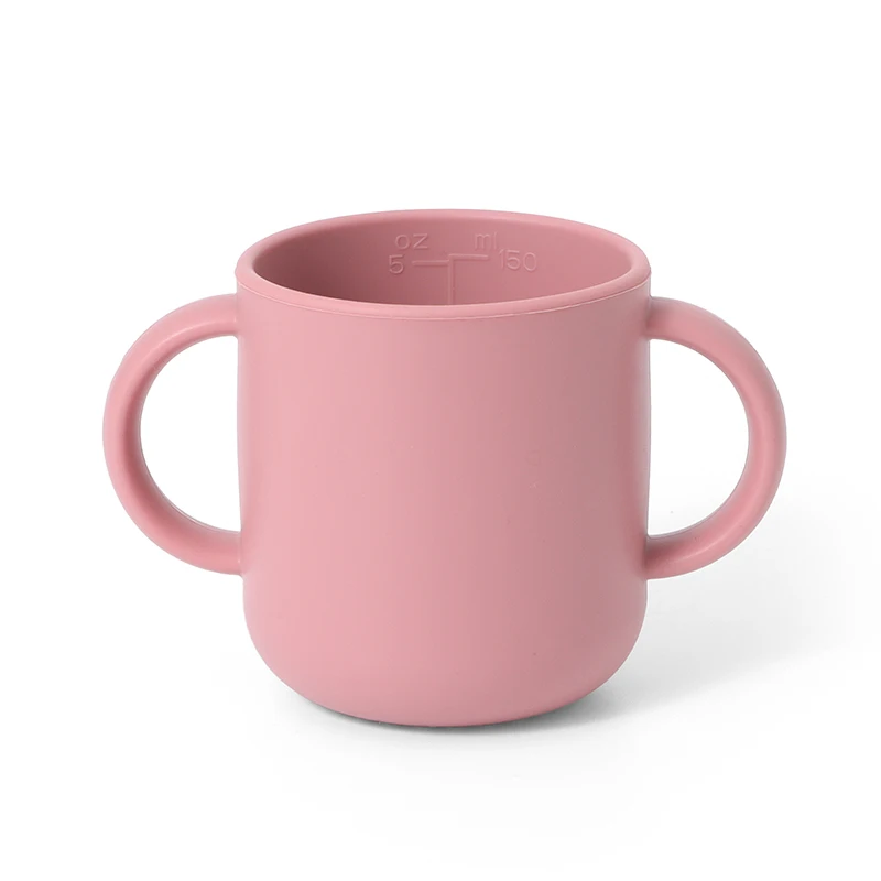 

New Design BPA Free Food Grade Safe 150ml Learning Drinking Kids Silicone Training Cup with Handles