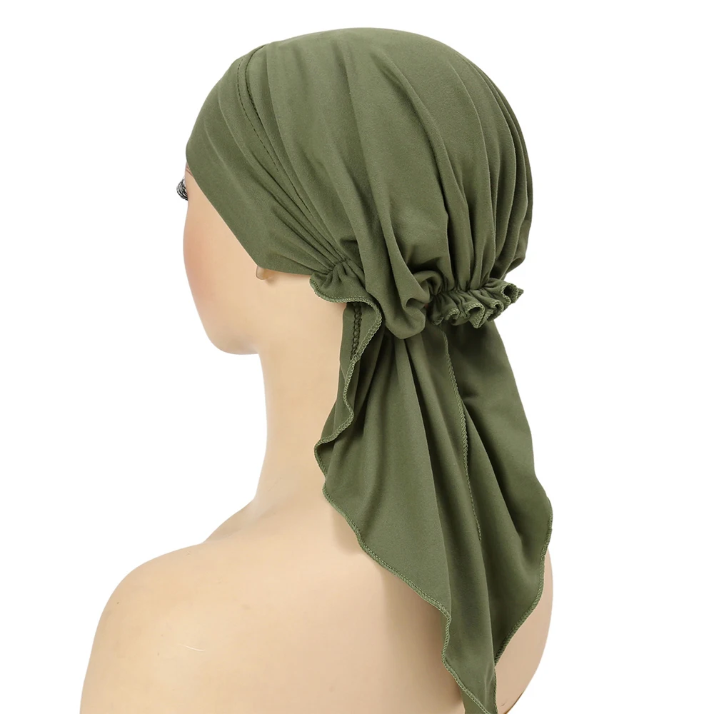 Light Purple Muslim Stretch Inner Hijab Fashion Solid Headband Scarf Ladies Polyester Turban Hats Hair Cover Caps Headscarf 3