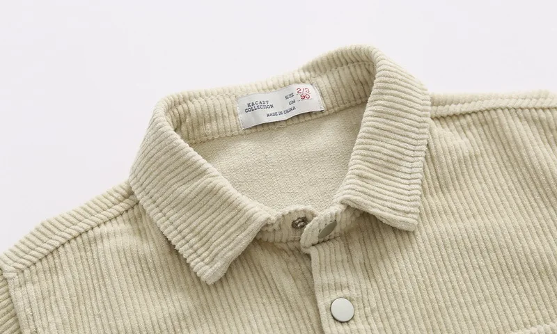 Boys Long Sleeve Shirts Corduroy Boys Cardigan Baby Boys Shirts Long Sleeve School Blouse Kids White Shirt for Toddler Blouse Children Tops
