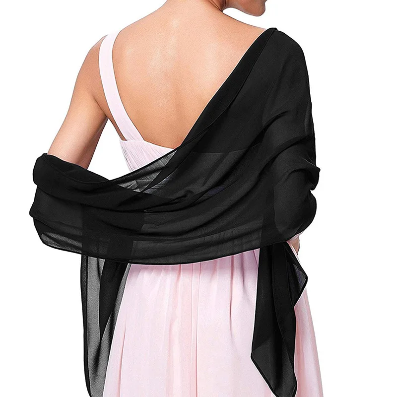 Korean Solid Color Transparent Chiffon Silk Scarf Summer Beach Towel Sunscreen Shawl Women Wedding Evening Party Dress Scarf R21 2