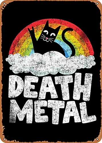 

Винтажный металлический знак Death Metal Rainbow Cat, патентный художественный принт, ретро подарок, 8x12 дюймов