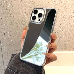 Luxury Acrylic Makeup Mirror Phone Case with Plating Shockproof Cover - iPhone 12 Pro (Silver)