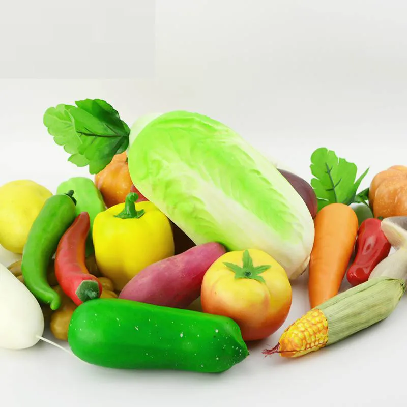 Kitchen Food Toys Vegetable Ornaments Food Photography Props Food Model Multiple Style Mini Simulation Artificial Vegetable Pepper Pumpkin Garlic Fruit Fake Pretend Play Cutting Toy Home Decoration