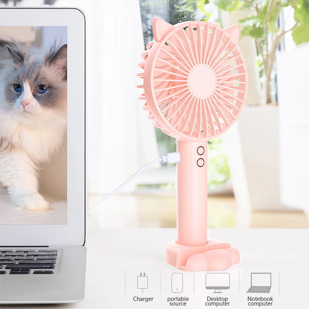 

Cute Handheld Fan Office Desk Top USB Chargeable Portable Dormitory Mini Fan Student Office Small Cooling Fan for Travel Summer