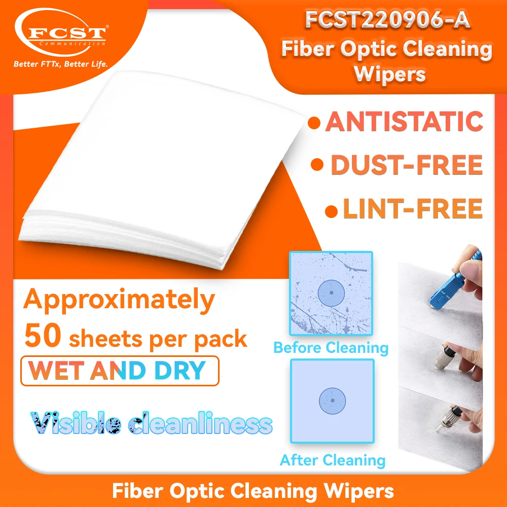 

FCST FTTH Fiber Optic Cleaning Wipes Antistatic Dust free Paper Fiber Lint-Free Wipes Optical Fiber Clean Paper Tools