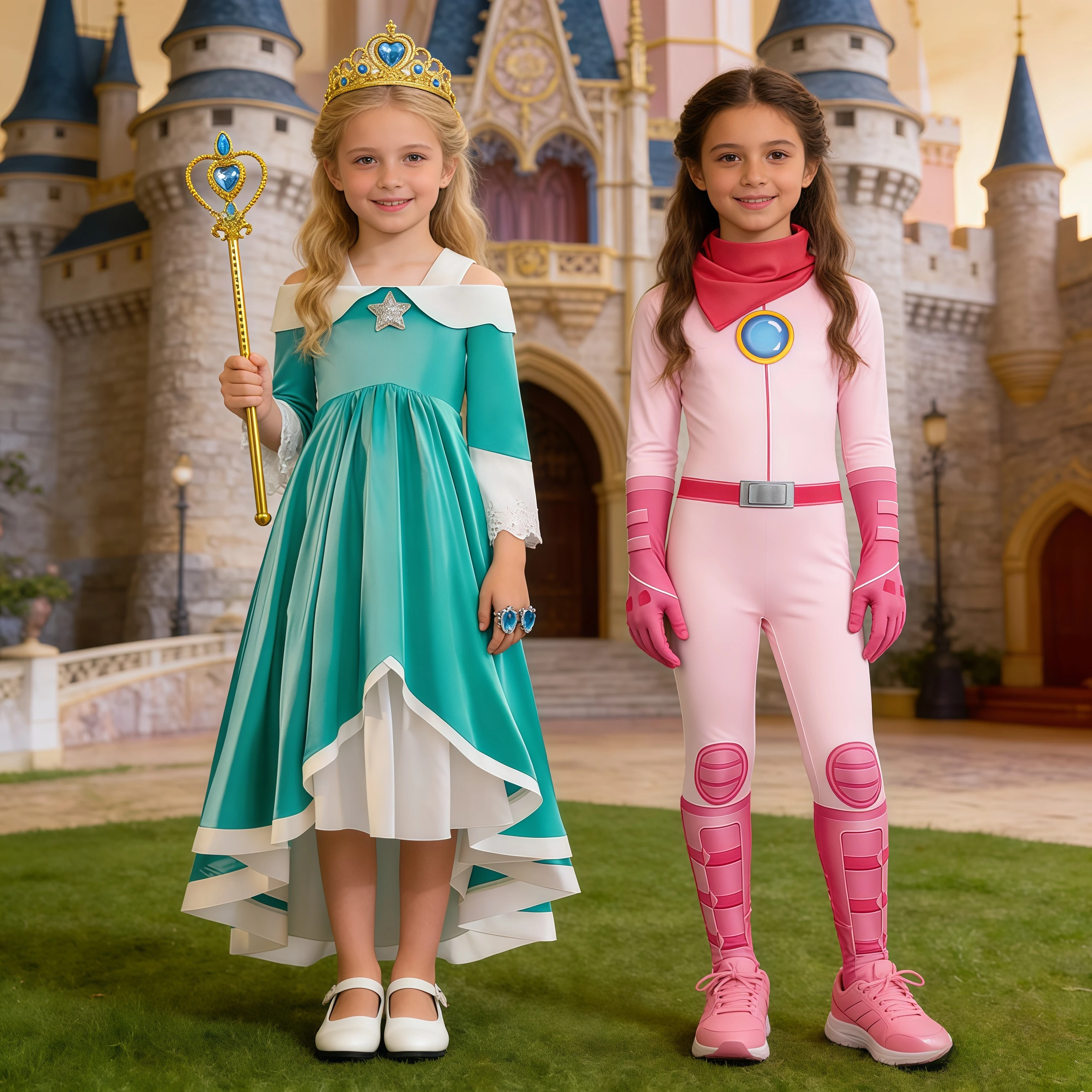 Peach Princess Dress For Girls Game Rosalina Role Play Clothes Cosplay ...