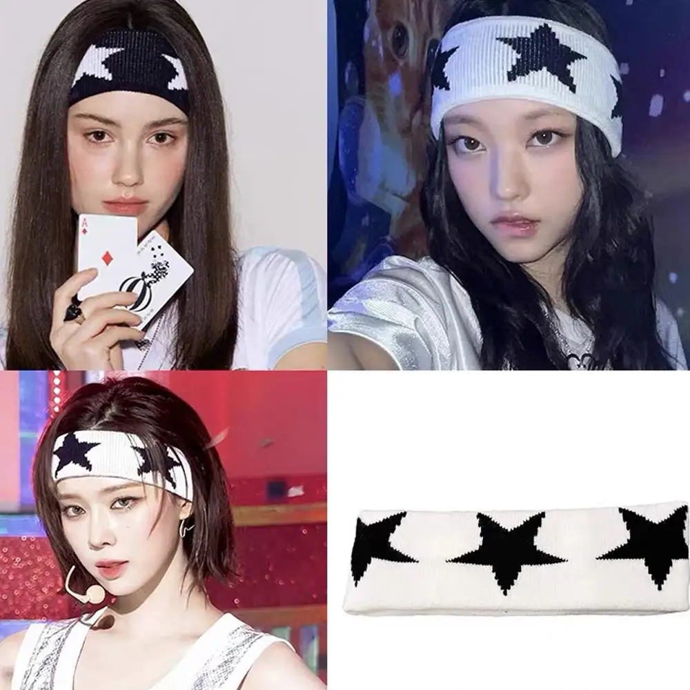 1PC Outerdoor Hair Band Korean Stars Head Wraps Absorb Sweat Elastic Hair Bands Hair Accessories Star Pattern Running Headband