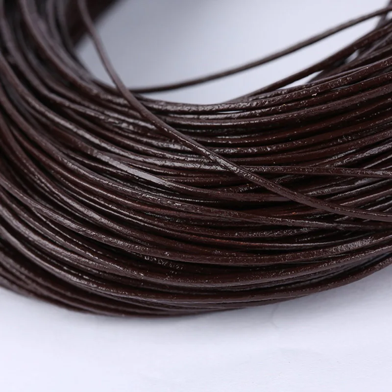 lederschnur lederriemen meterware 2M Schwarz/Braun/Kaffee 1/1.5/2/2.5/3/4/5/6/8mm Runde Echtes Leder Schmuck Schnur String Spitze Seil DIY Halskette Armband Finding – Detail 11