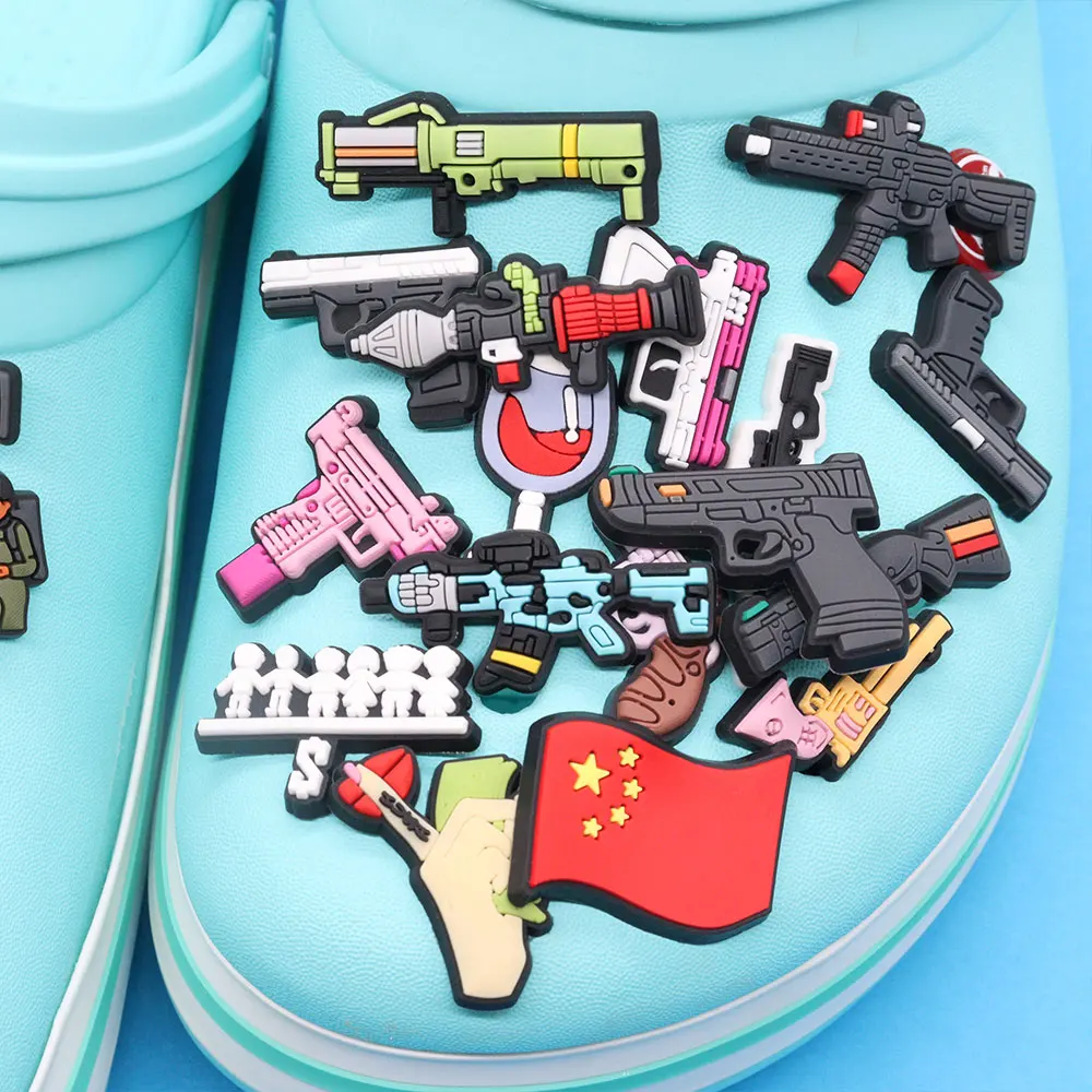 1pcs PVC Gun Weapons Money Bag Shoe Charms Adult Cool Designer Sandals  Decorations DIY Croc Jibz Birthday Gift - AliExpress