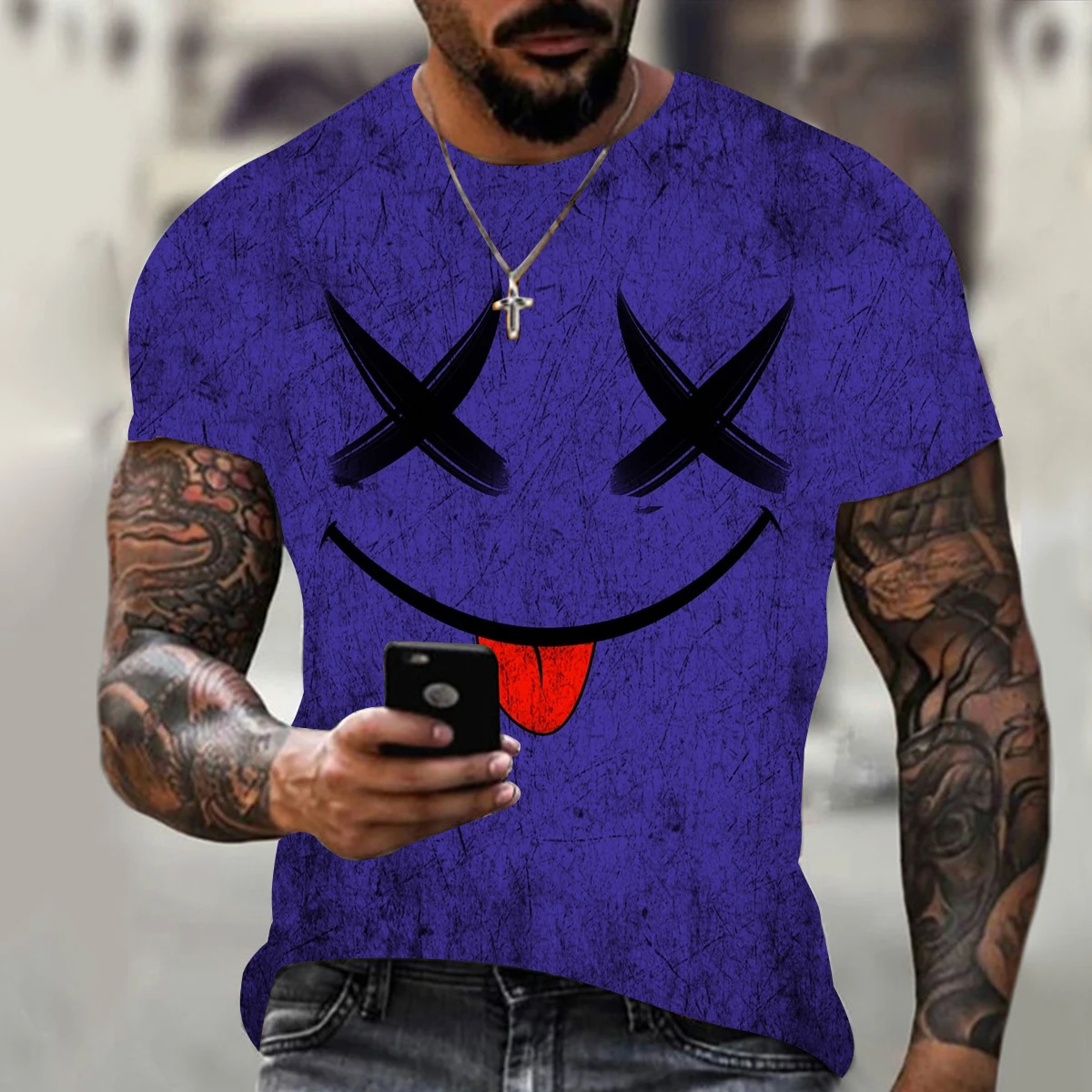 Men's 3D printed T shirt funny smiley 