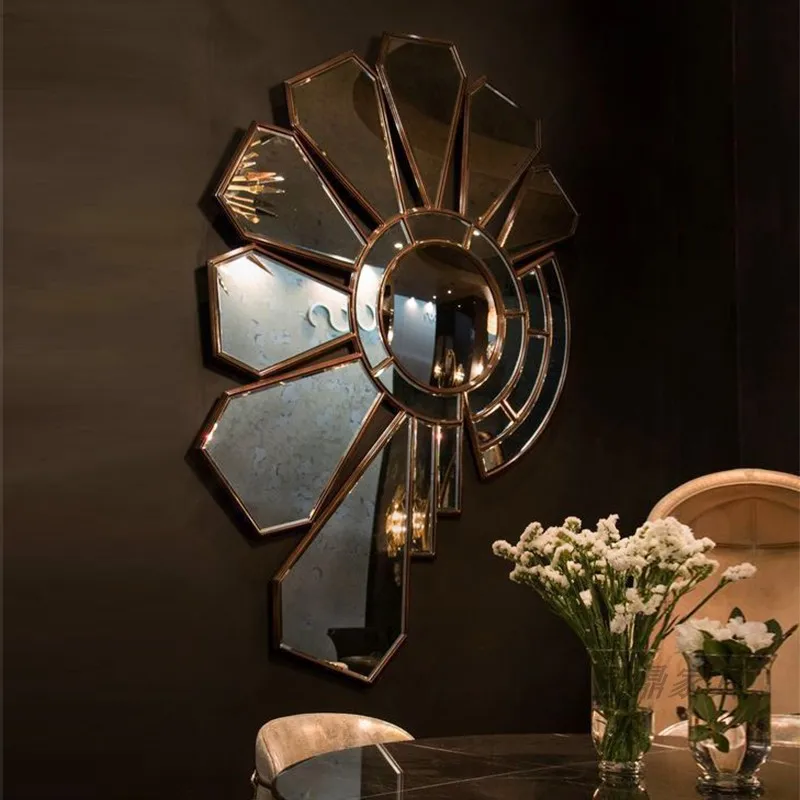 

Vintage Bathroom Mirror Aesthetic Nordic Irregular Large Luxury Dressing Mirror Maiden Apartment Unique Espelho Household Goods