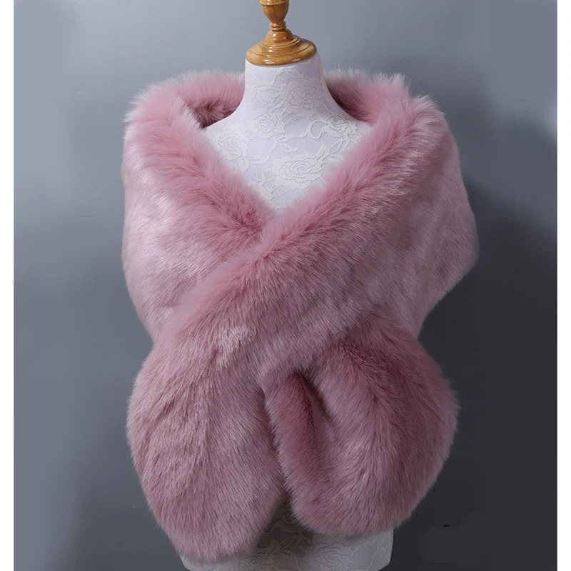 Sciarpa Scialle In Pelliccia Sintetica Multicolore – Donna, Invernale, 90 Cm, Morbida E Calda - Foto 2