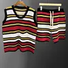 2023 Men Breathable Comfortable 2 Piece Set High Quality Contrast Stripe Knit Sleeveless Tank Top +Short Homme Camisetas Hombre 2