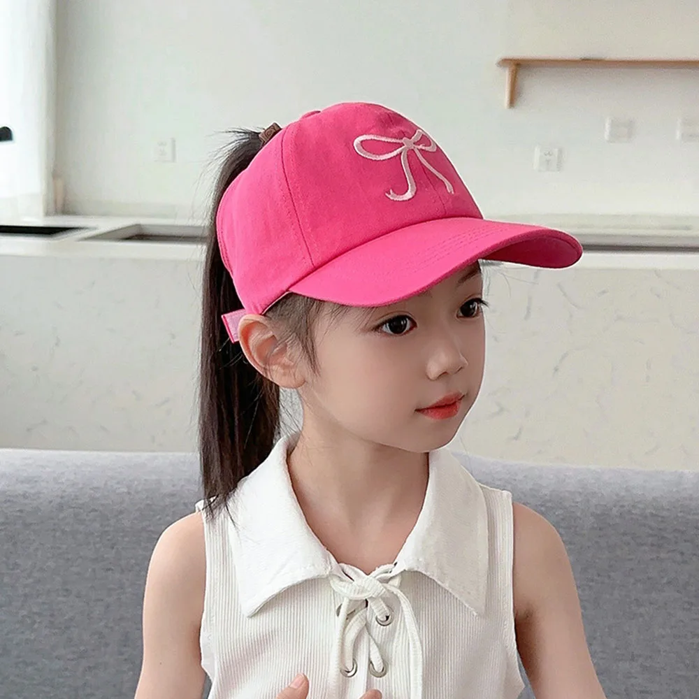 INS Summer Children Cute Bowknot Embroidery Simple Casual Boys And Girls Out Sunshade Sunblock Empty Top Breathable Baseball Cap