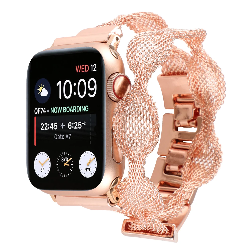 

Diamond Women's Strap For Apple Watch 8 Ultra Band 49mm 44mm 40mm 45mm 41mm Metal Leather Bracelet iWatch series 7 3 SE 6 Strap